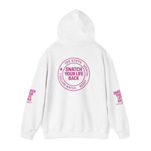 Load image into Gallery viewer, Empowering Hooded Sweatshirt - "Snatch Your Life Back" | Motivational Apparel for Self-Care | Unisex, Cozy, Trendy